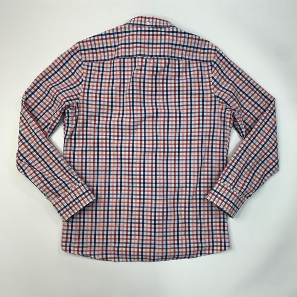 1901 Shirt Mens L Large Trim Fit Multi Red Blue Cotton Checkered Button Down - Picture 7 of 11